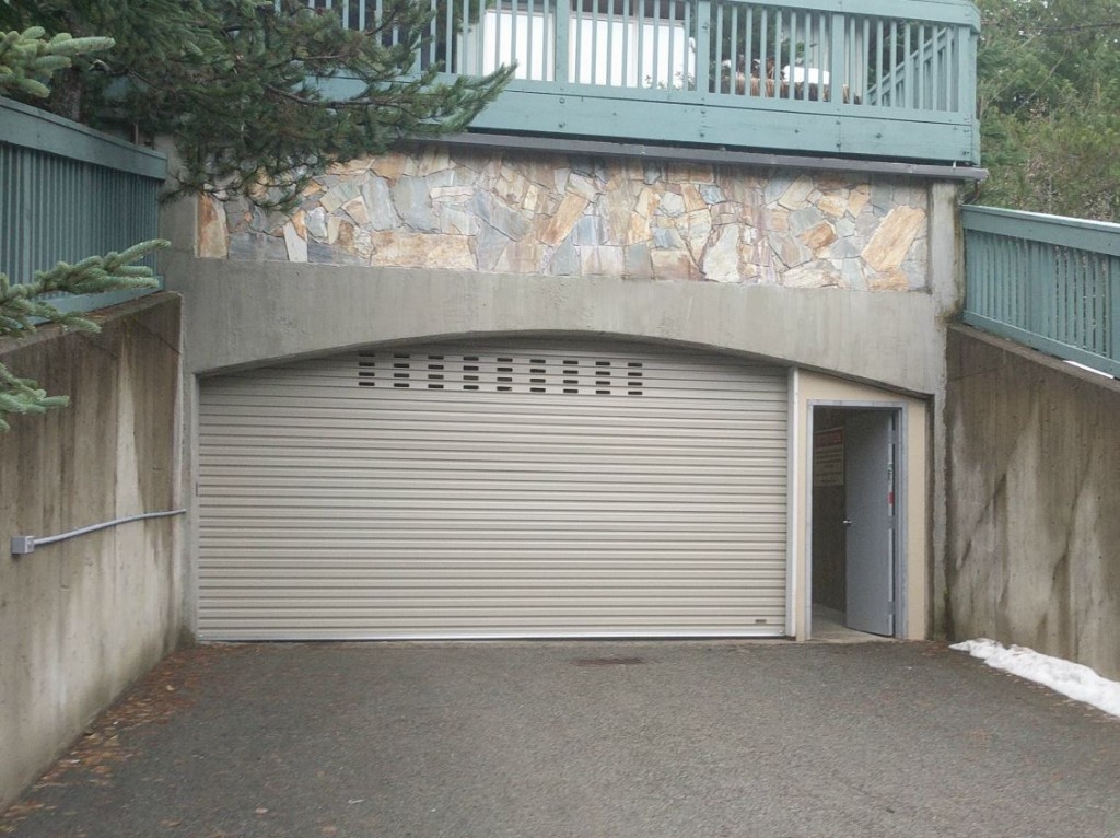 underground parkade roll up door with windows